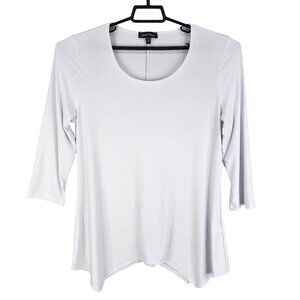 Womens White Slinky Brand Tunic Top 3/4 Sleeve Round Neck Polyester Stretch L